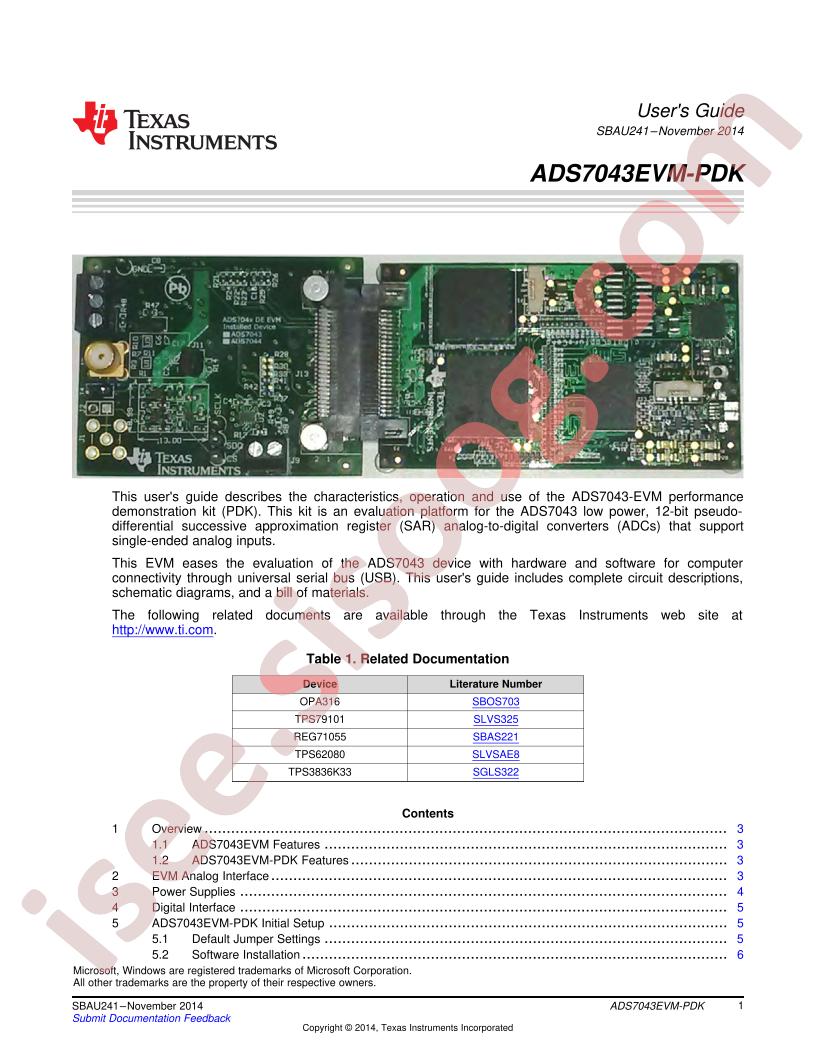 ADS7043EVM-PDK User Guide