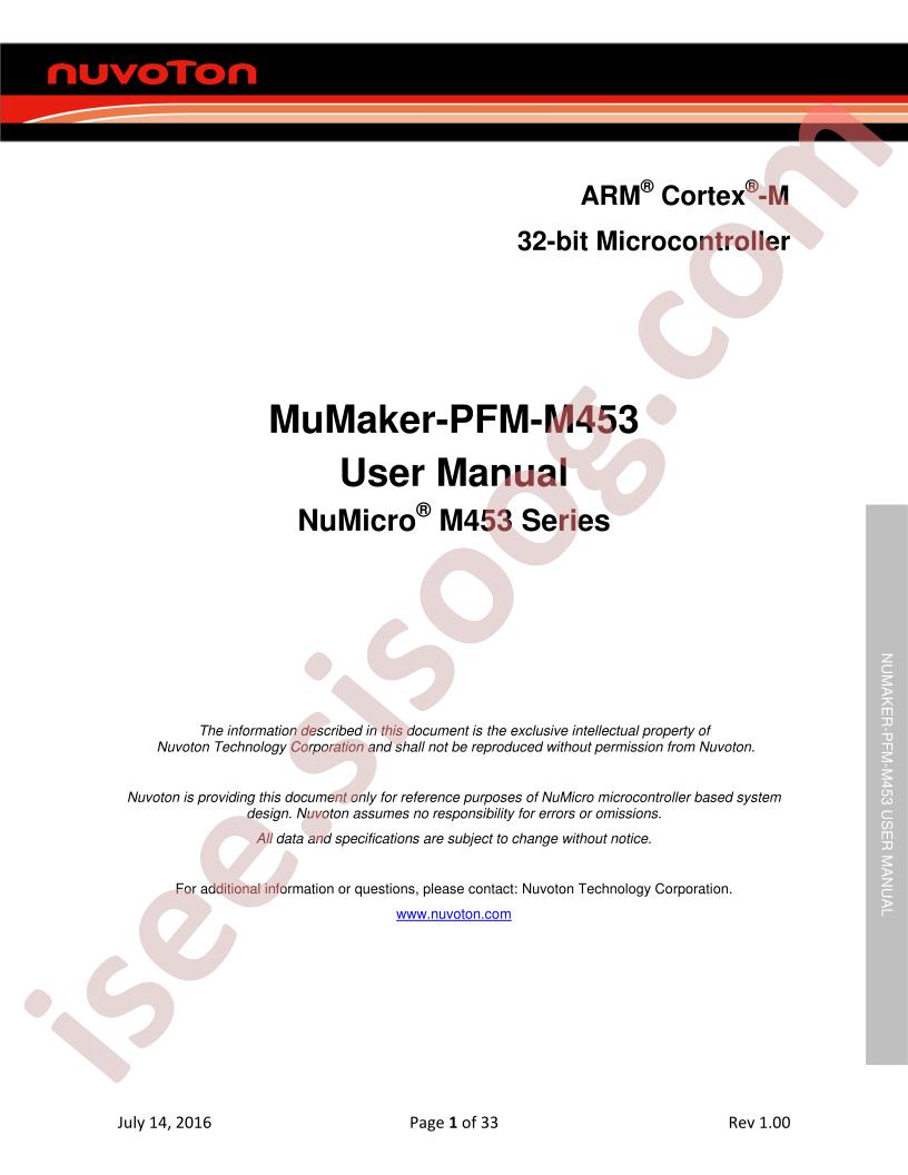 NuMaker-PFM-M453 User Manual