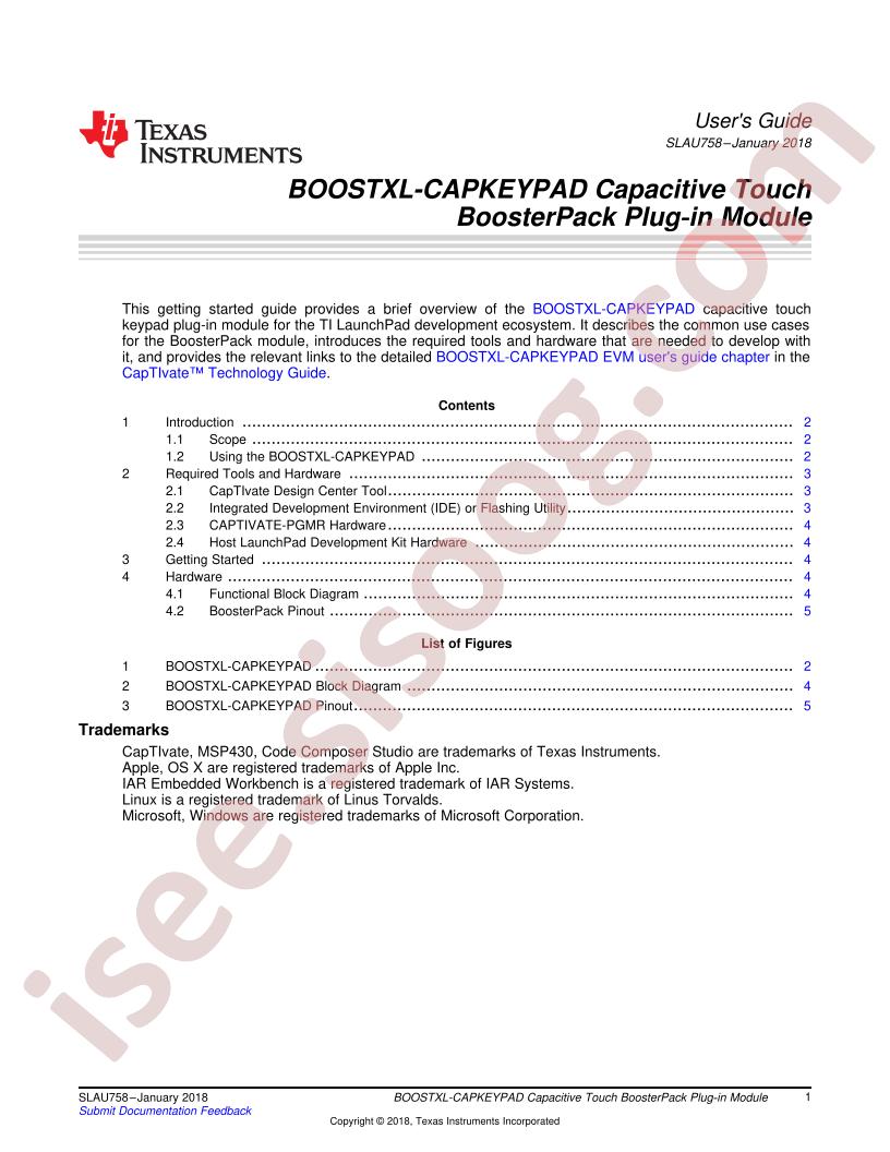 BOOSTXL-CAPKEYPAD User Guide