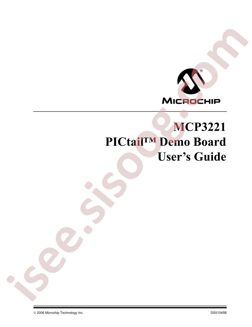 MCP3221 PICtail Demo Board Users Guide
