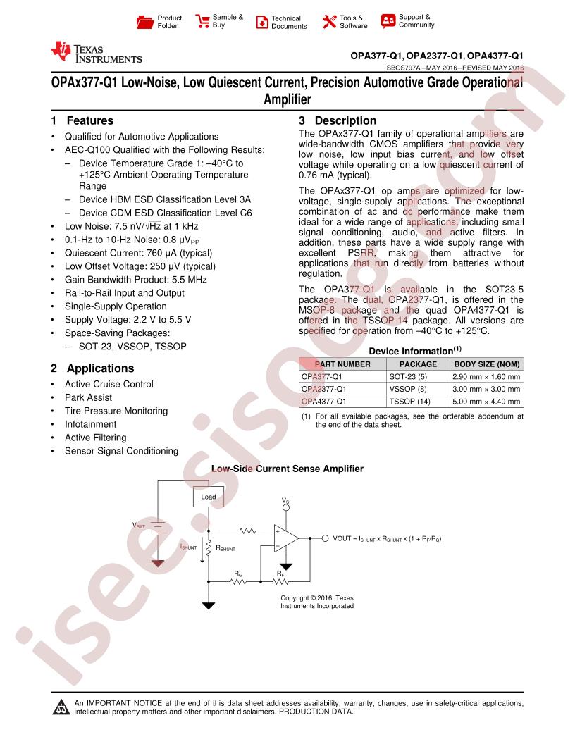 OPA377-Q1,2377-Q1,4377-Q1 Datasheet