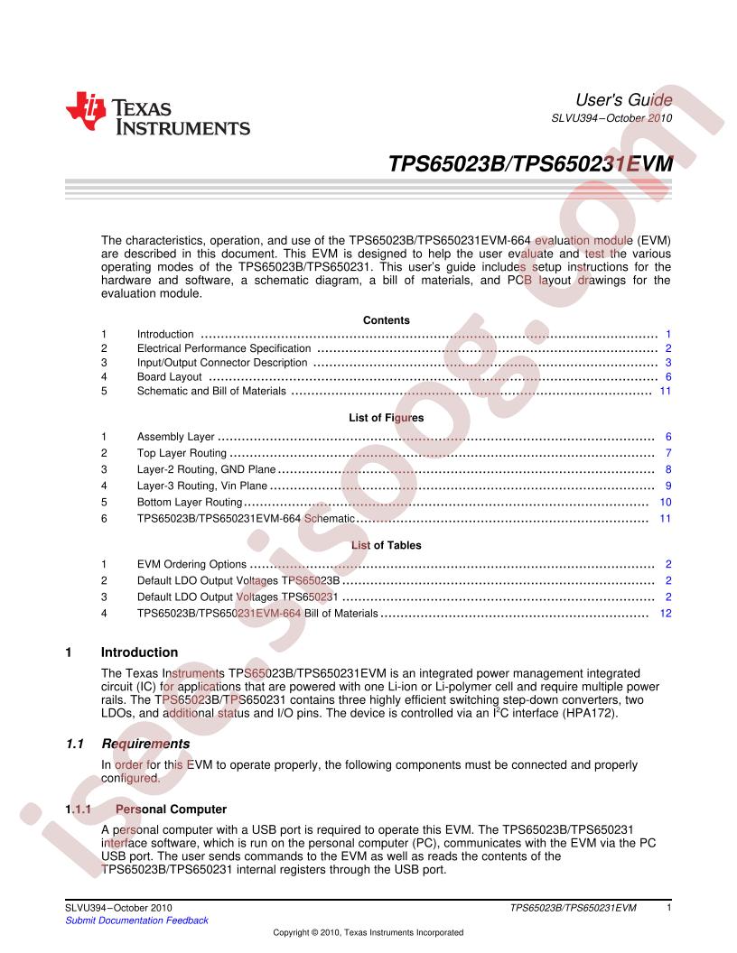 TPS65023(1,B)EVM-664 User Guide