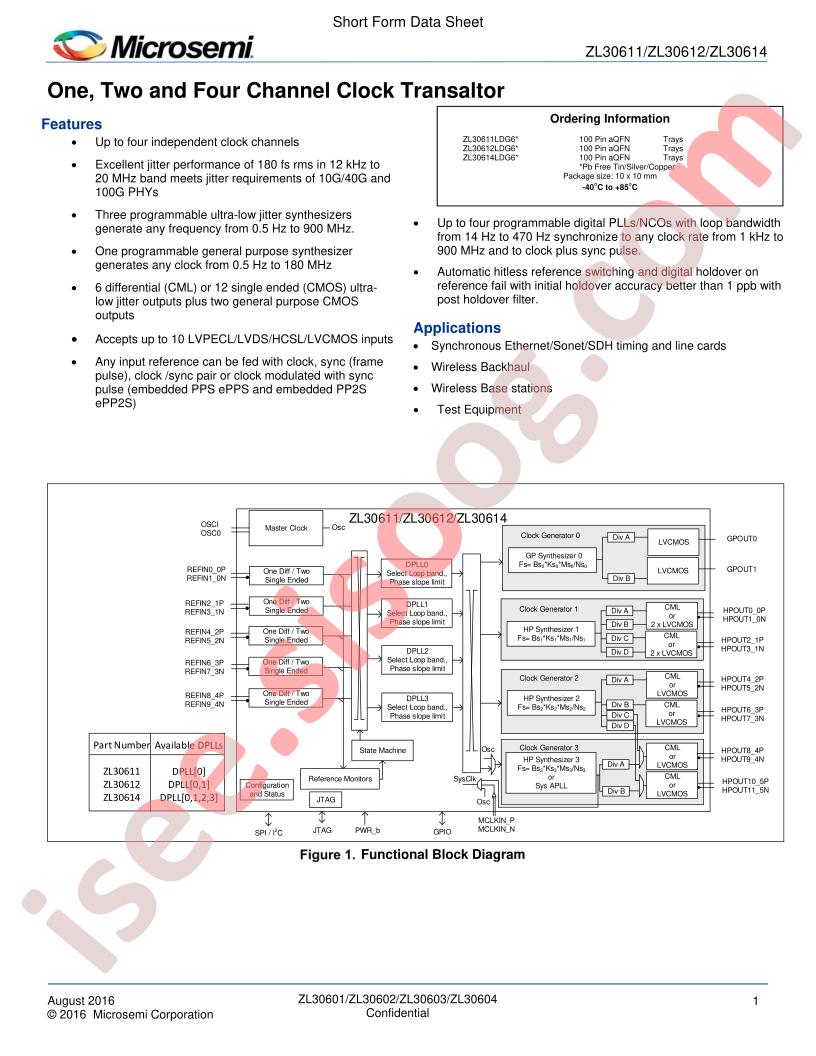 ZL30611 - 30614 Short Datasheet