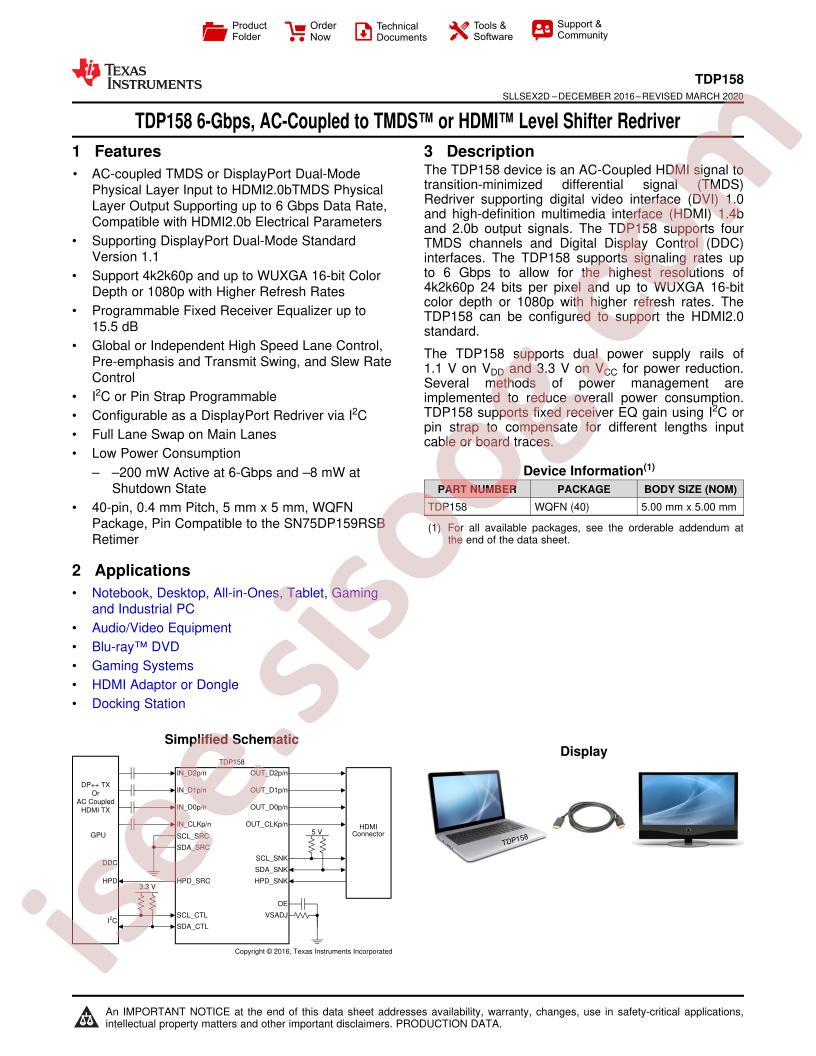 TDP158 Datasheet