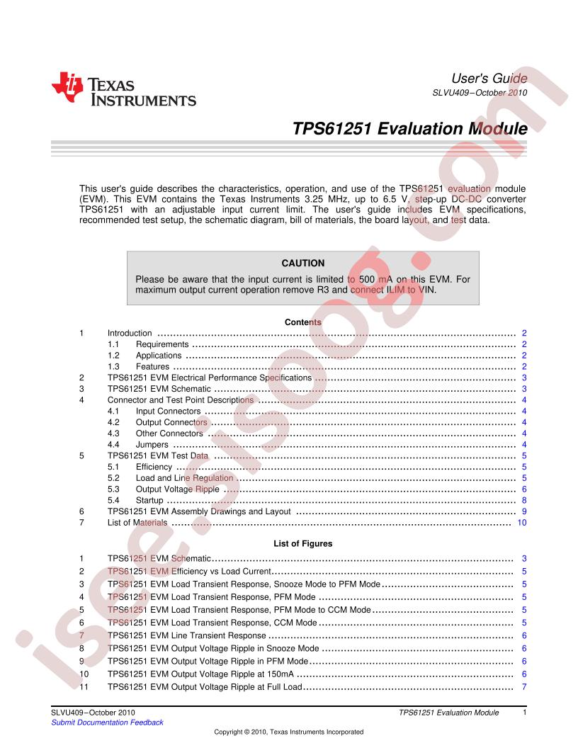 TPS61251EVM-517 User Guide