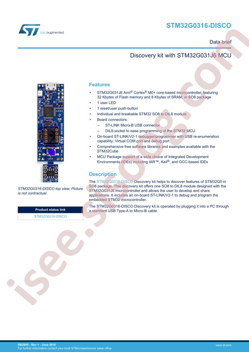 STM32G0316-DISCO Data Brief