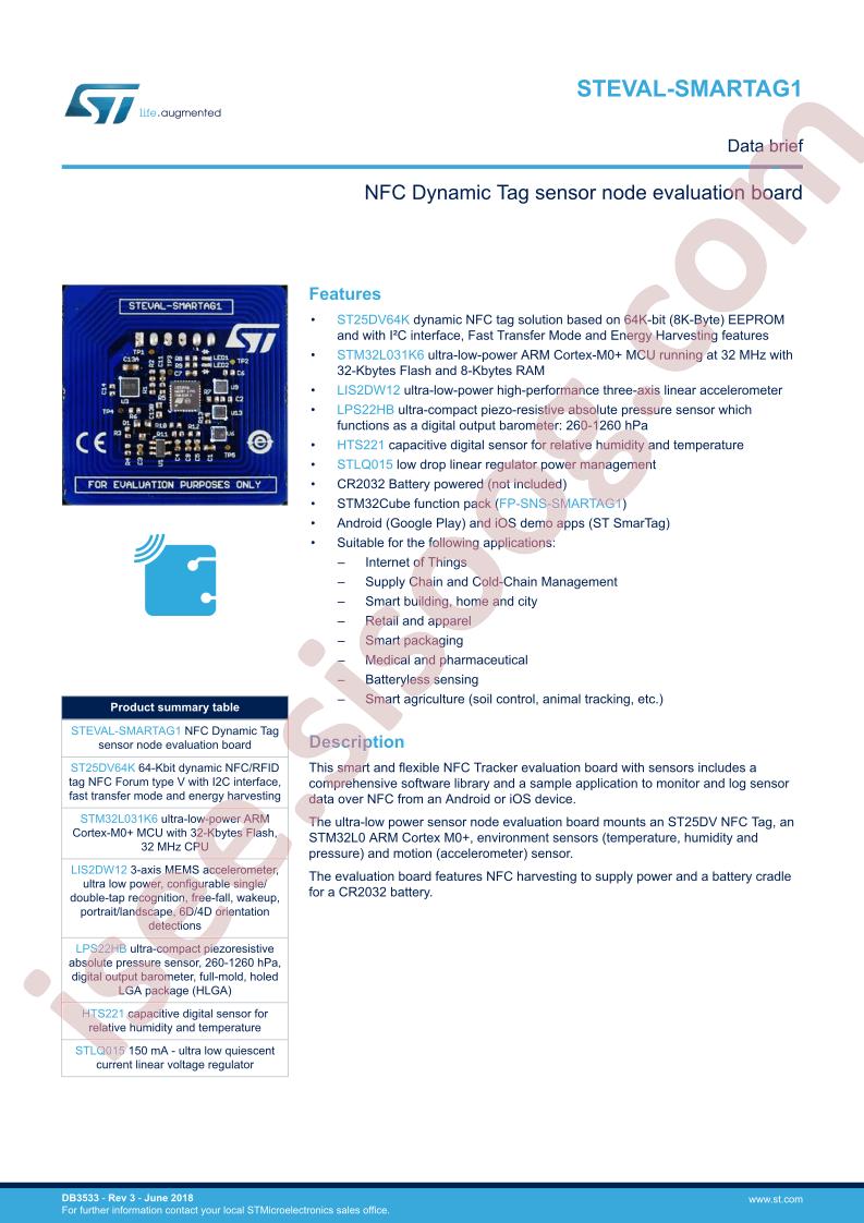 STEVAL-SMARTAG1 Data Brief