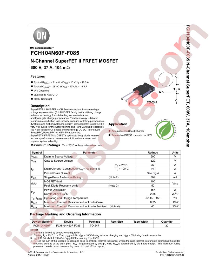 FCH104N60F-F085