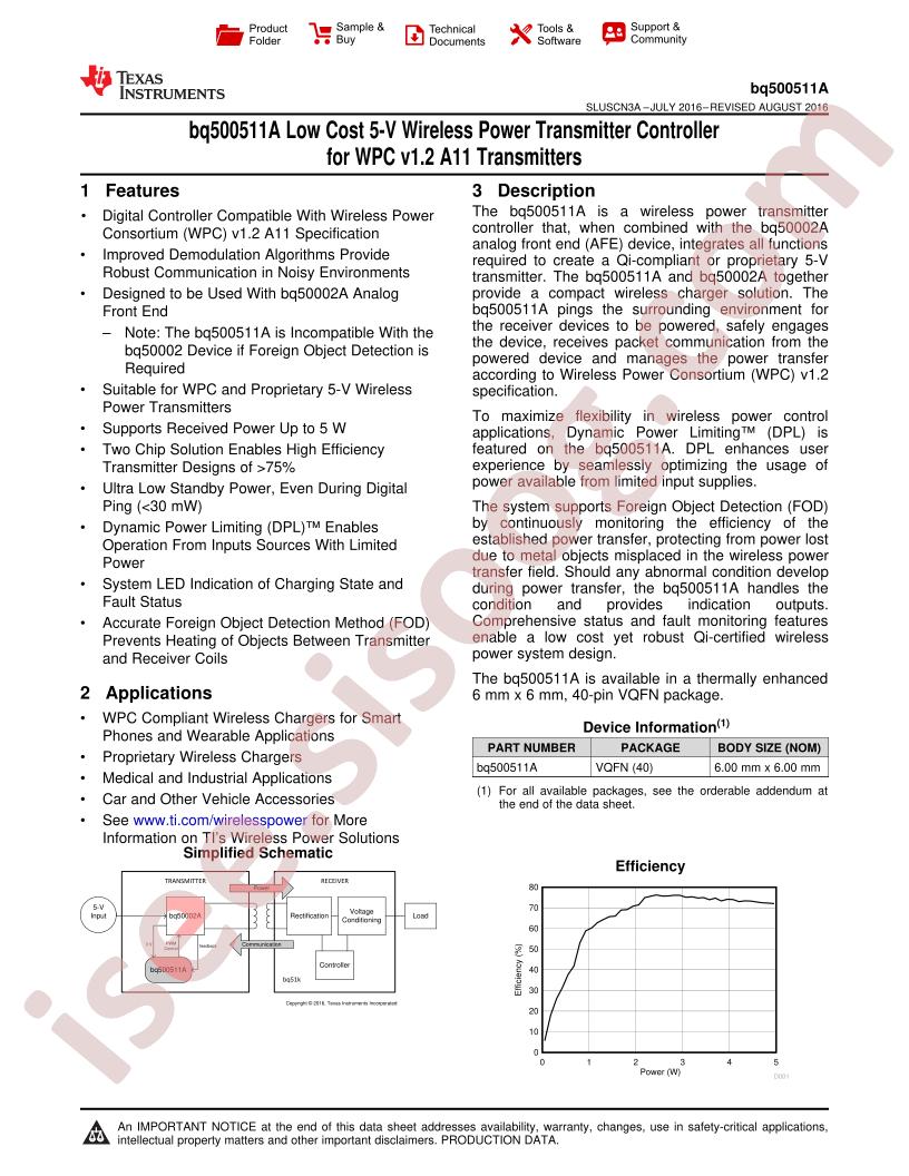 BQ500511A Datasheet