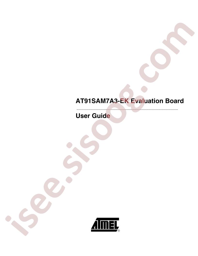 AT91SAM7A3-EK Eval Board Guide
