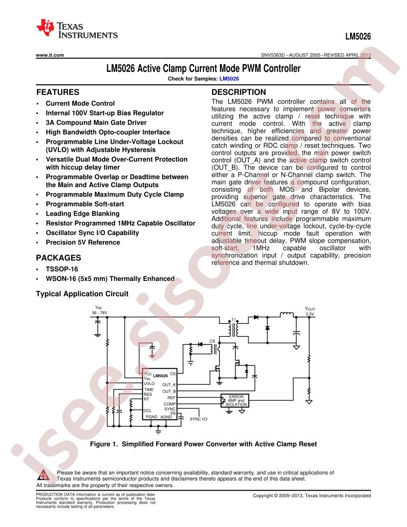 LM5026 Datasheet