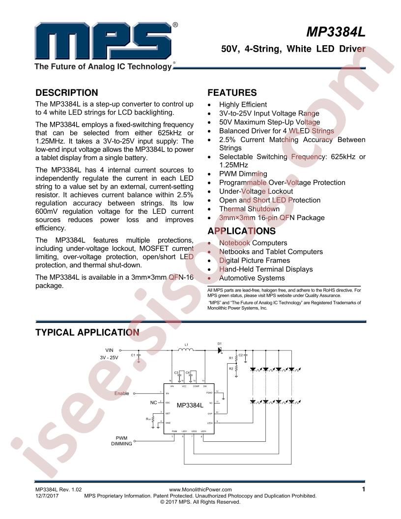 MP3384L Datasheet