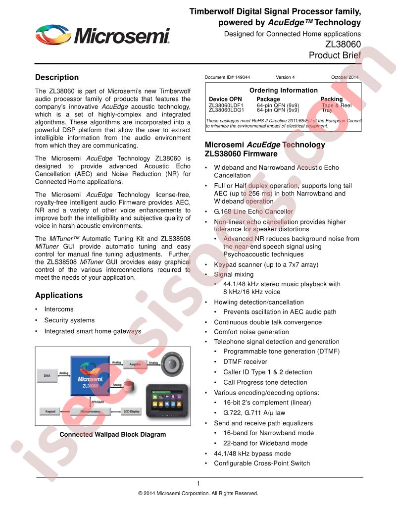 ZL38060 Product Brief