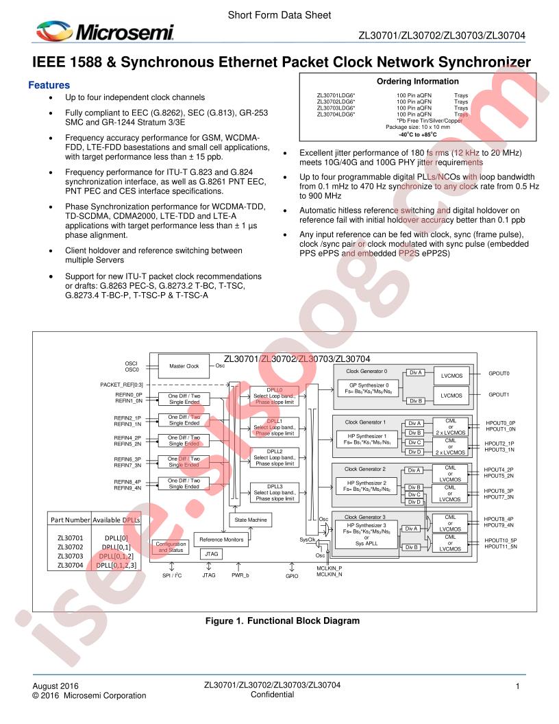 ZL30701 - 30704 Short Datasheet