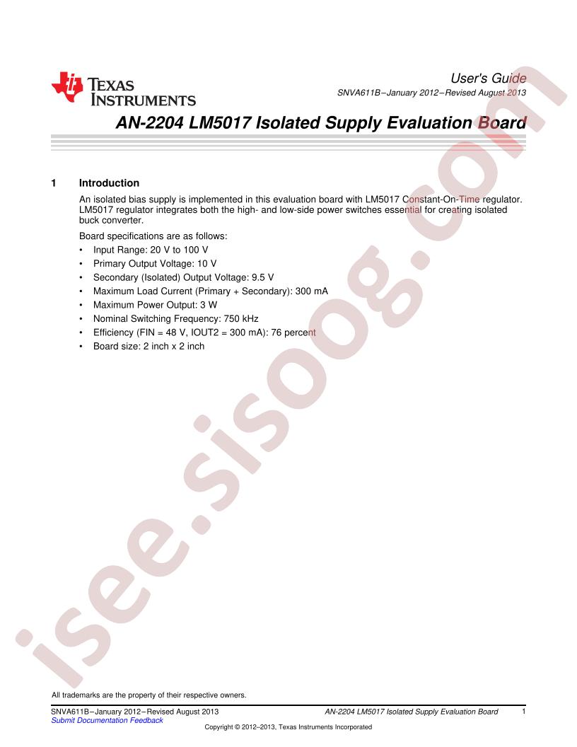 LM5017ISOEVAL/NOPB
