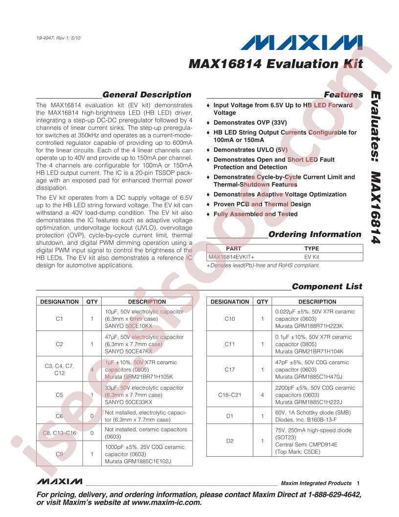 MAX16814EVKIT+
