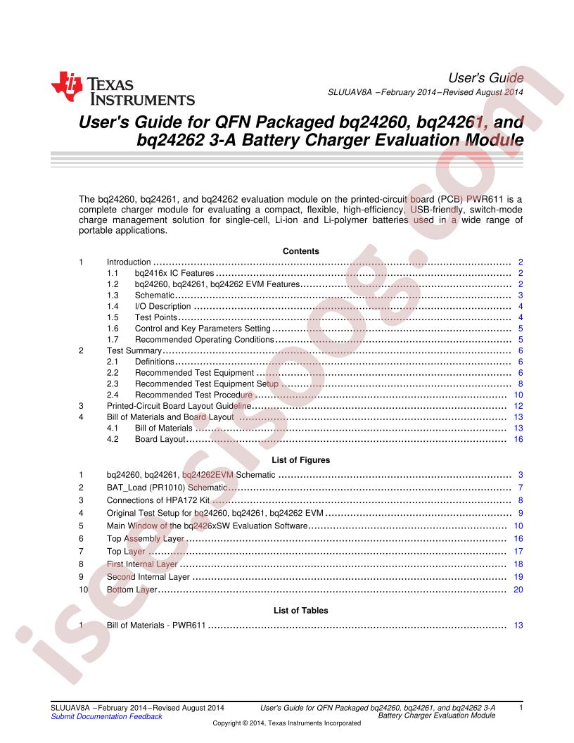 BQ24260EVM-24262EVM User Guide