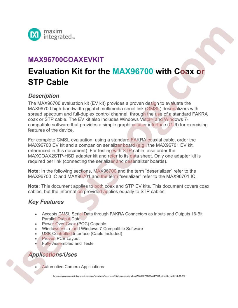 MAX96700COAXEVKIT