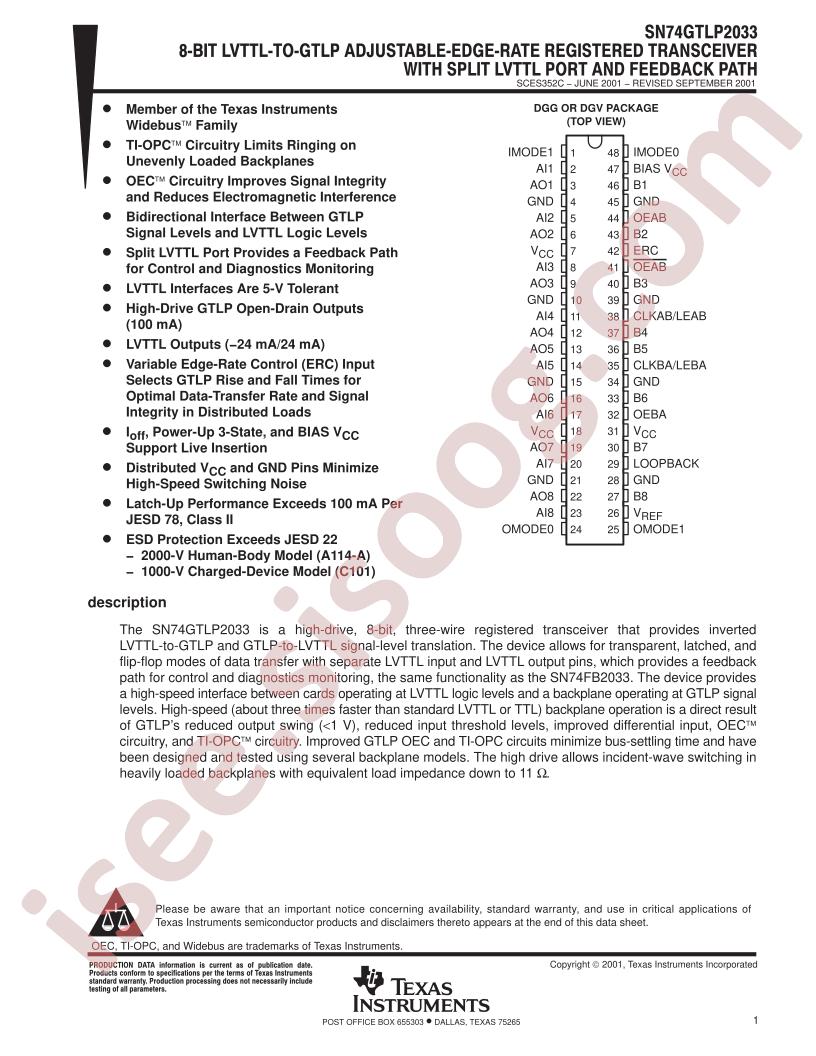 SN74GTLP2033