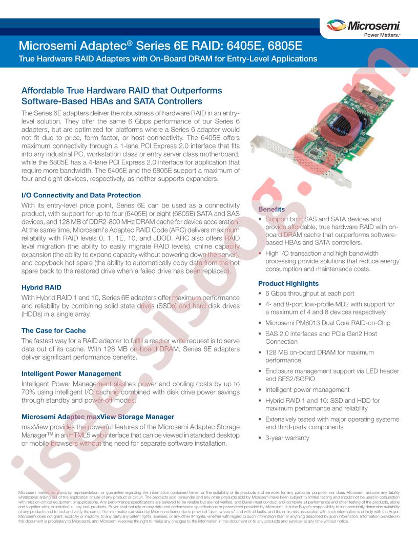 Adaptec® 6E RAID Series Brief