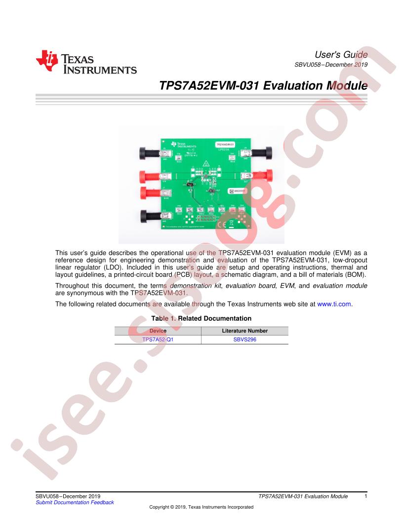 TPS7A52EVM-031 User Manual