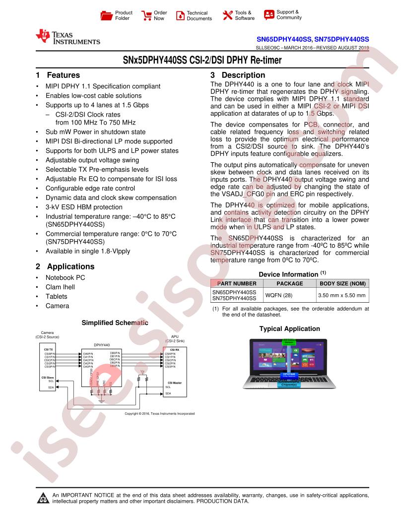 SNx5DPHY440SS Datasheet