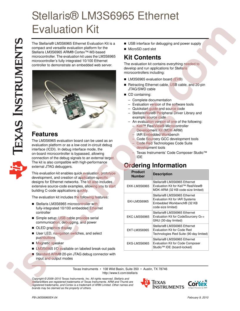 LM3S6965 Eval Kit Brief