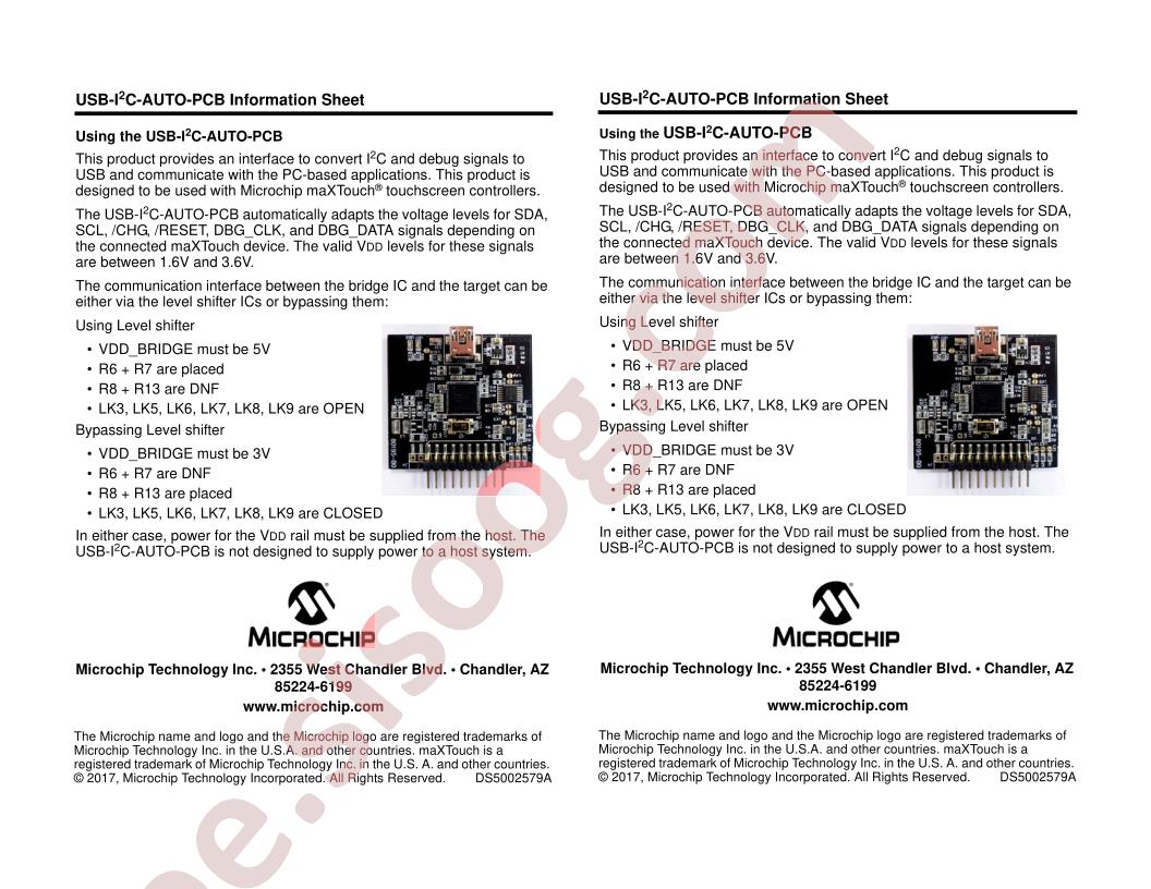 USB-I2C-AUTO-PCB Information Sheet