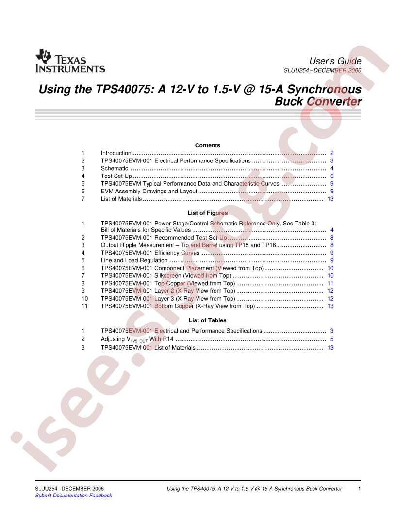TPS40075EVM Guide
