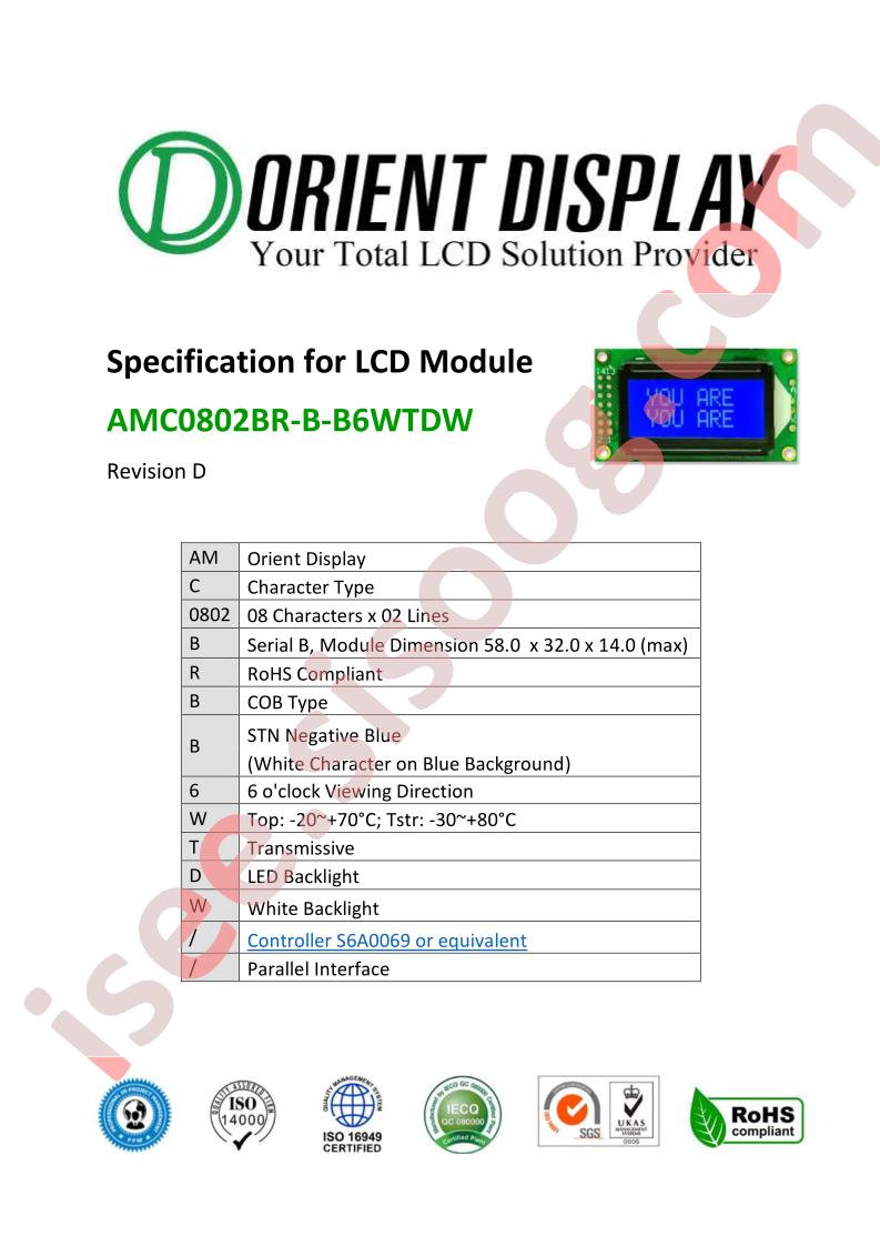 AMC0802BR-B-B6WTDW Datasheet