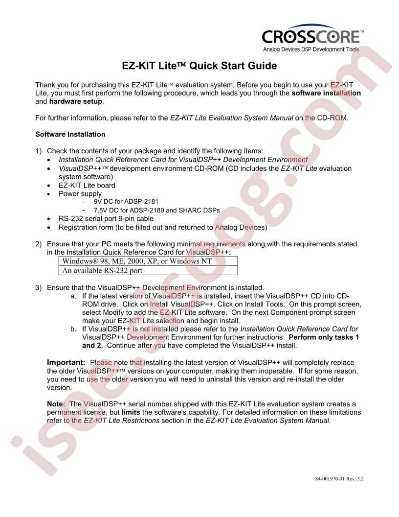 EZ-KIT Lite Quick Start Guide