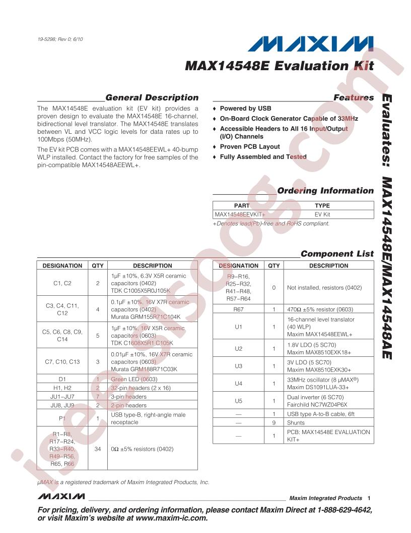 MAX14548E Evaluation Kit