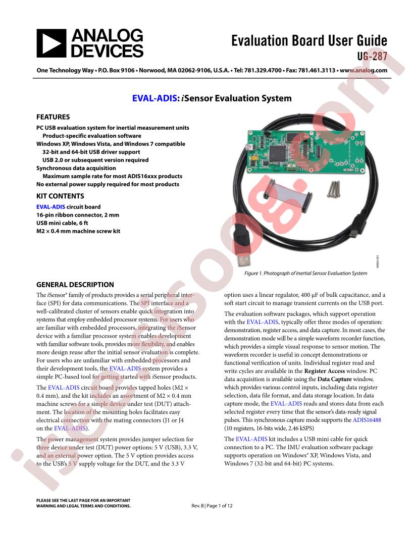 EVAL-ADIS Eval Brd Guide