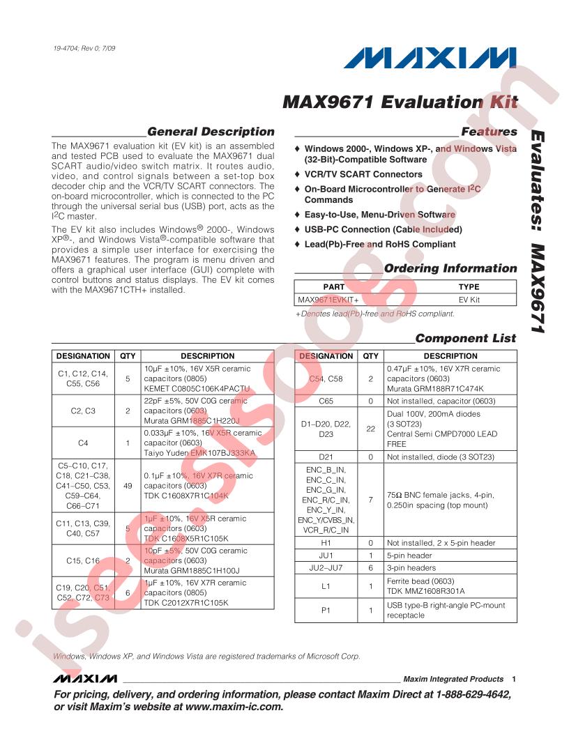 MAX9671 Eval Kit