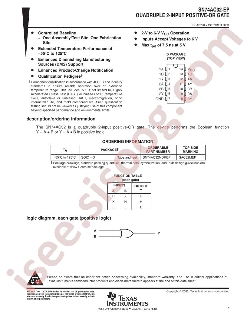 SN74AC32-EP