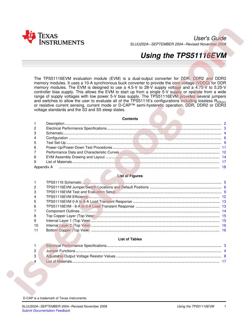 TPS51116EVM Guide