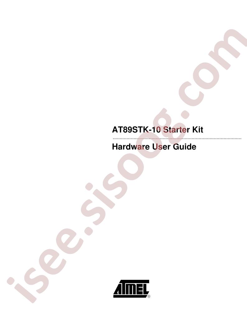 AT89STK-10 Starter Kit Hardware Guide
