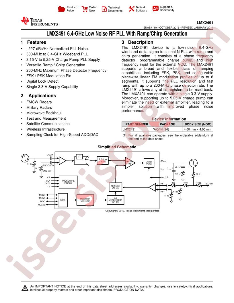 LMX2491 Datasheet