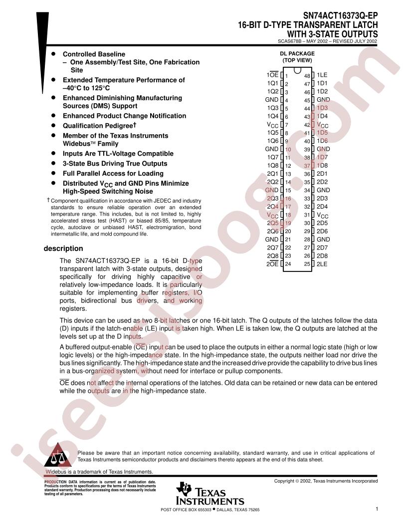 SN74ACT16373Q-EP