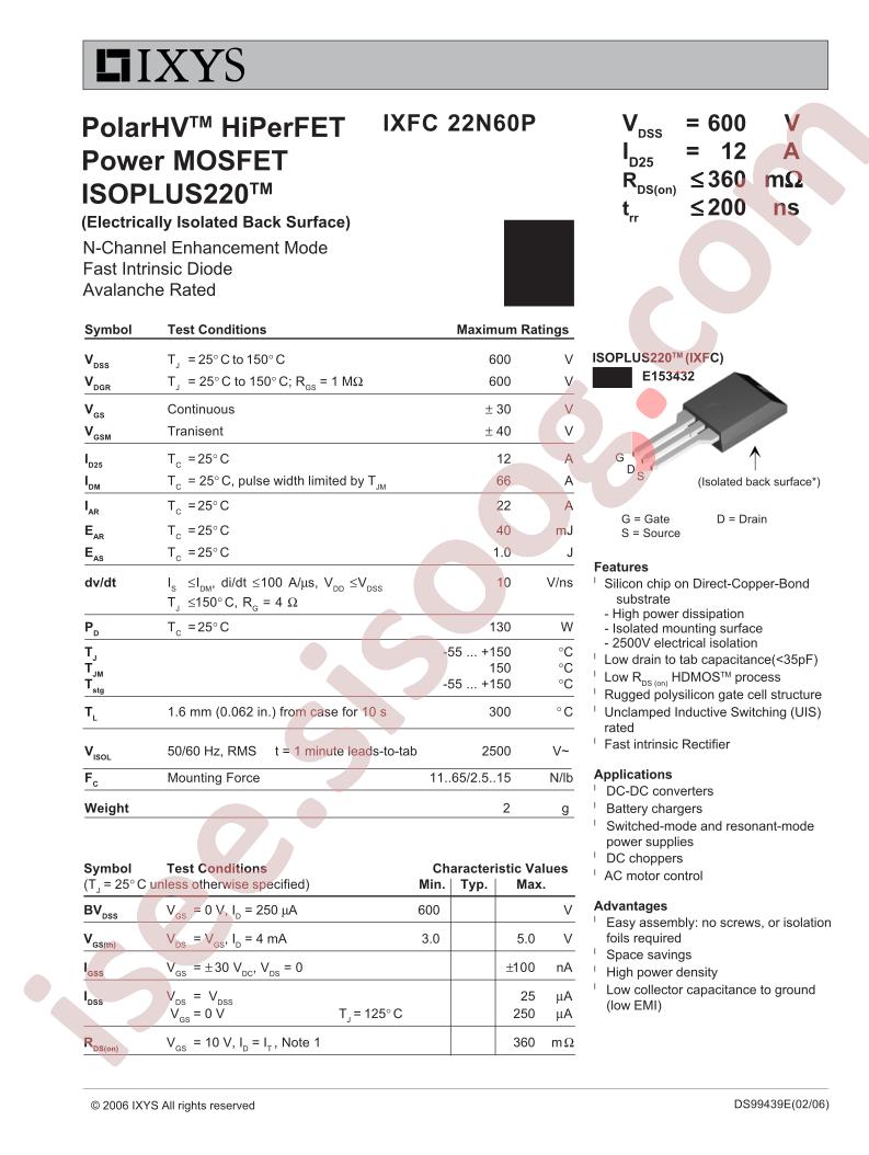 IXFC22N60P