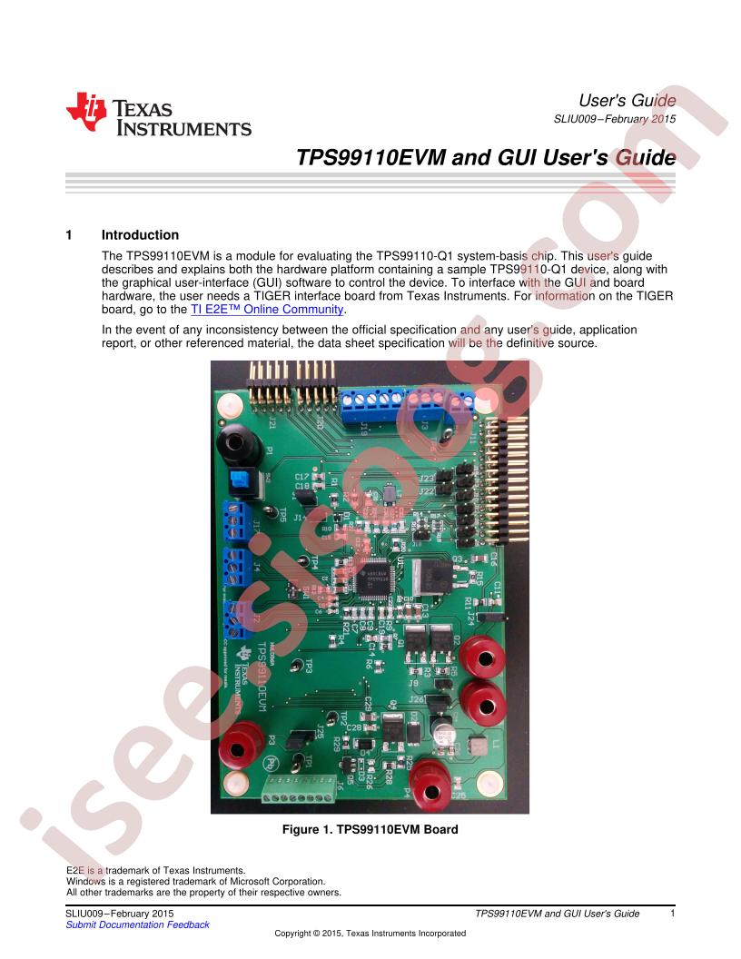 TPS99110EVM, GUI User Guide