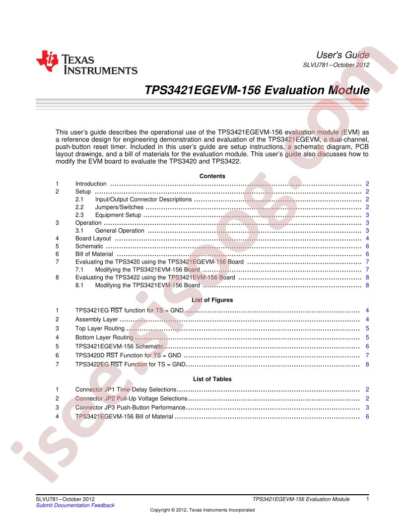 TPS3421EGEVM-156 User Guide