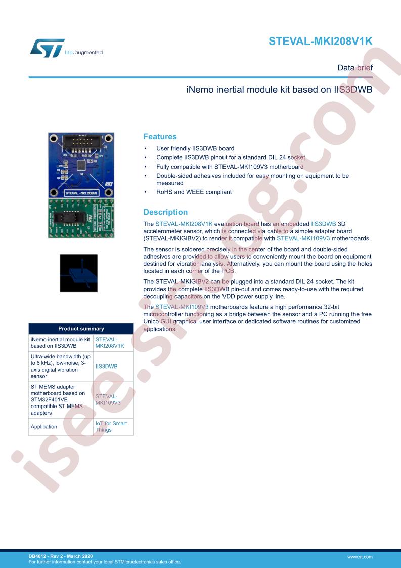 STEVAL-MKI208V1K Data Brief