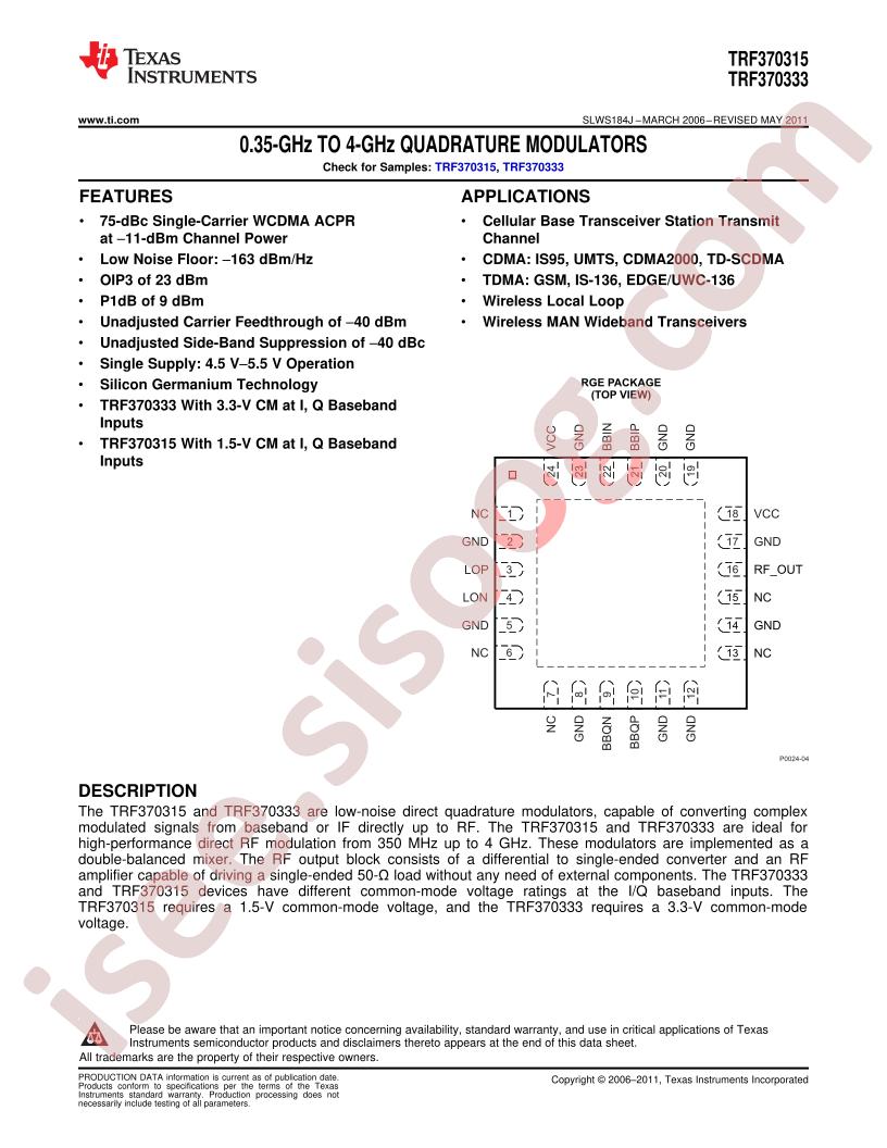 TRF3703xx Datasheet