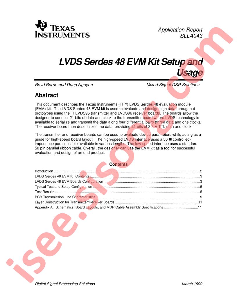 LVDS Serdes 48 EVM Kit