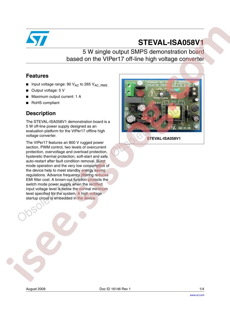 STEVAL-ISA058V1 Data Brief