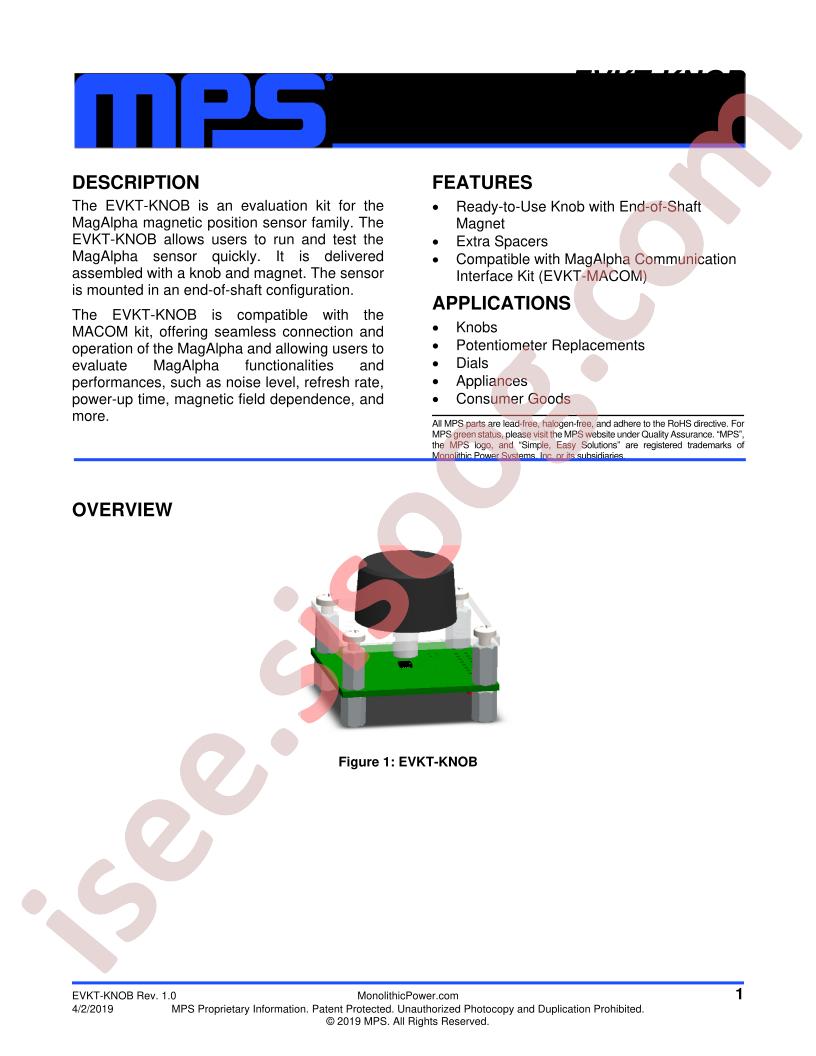 EVKT8x0-KNOB, EVMA8x0-Q-01A  Datasheet