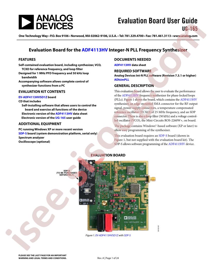 ADF4113HV Eval Brd Guide