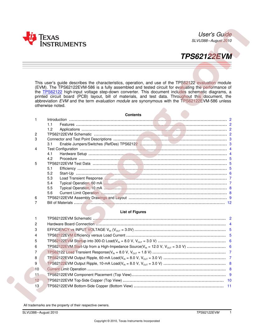 TPS62122EVM-586 User Guide