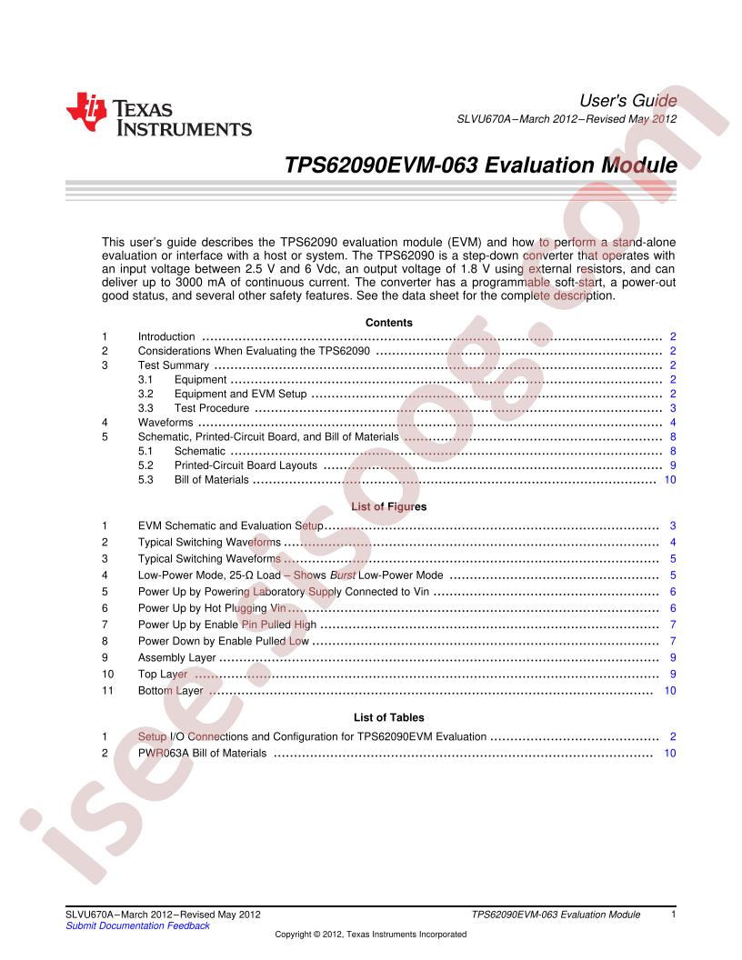 TPS62090EVM-063 User Guide